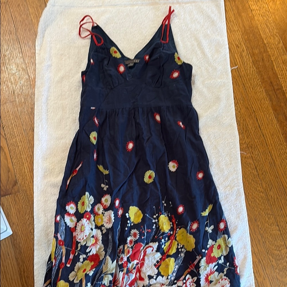Forever 21 Blue and Yellow Sundress Sleeveless V-Neck